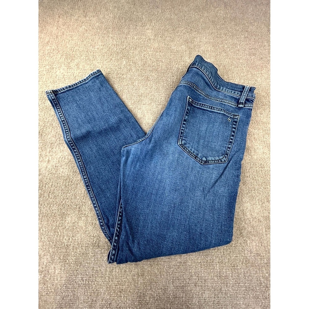 Rag & Bone Fit 2 Slim Jeans Mens 34x32 Blue Cotton Mid Rise Straight Distressed